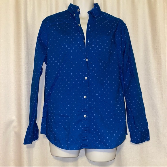 AEO Men’s blue & white button up shirt large - Picture 2 of 15